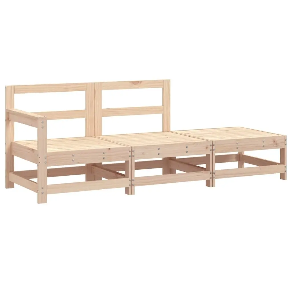 Garden Lounge Set Outdoor Sectional Sofa 3 Piece Solid Pine Wood Brown