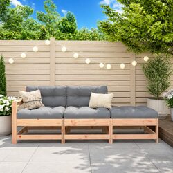 Outdoor Garden Lounge Set 3 Piece Solid Wood Slatted Patio Sectional Sofa
