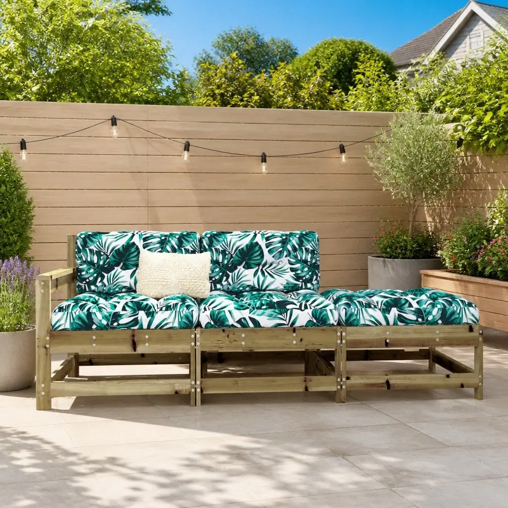 Outdoor Sectional Sofa 3 Piece Garden Lounge Set Impregnated Pine Slatted