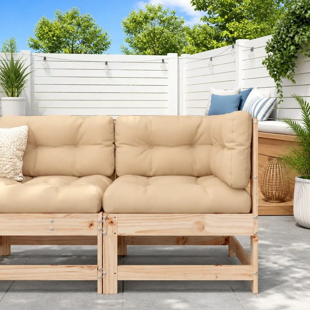 Corner Sofa with Cushions Solid Wood Pine Outdoor Sectional Patio Garden Seating