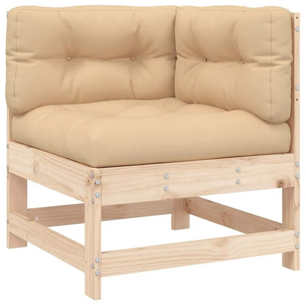 Corner Sofa with Cushions Solid Wood Pine Outdoor Sectional Patio Garden Seating