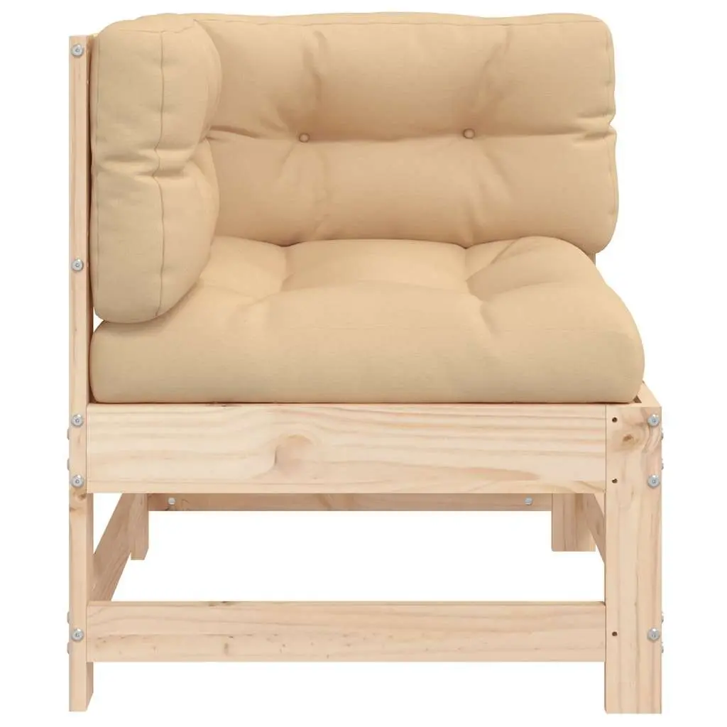 Corner Sofa with Cushions Solid Wood Pine Outdoor Sectional Patio Garden Seating