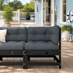 Comfortable Black Pine Corner Sofa with Practical Design