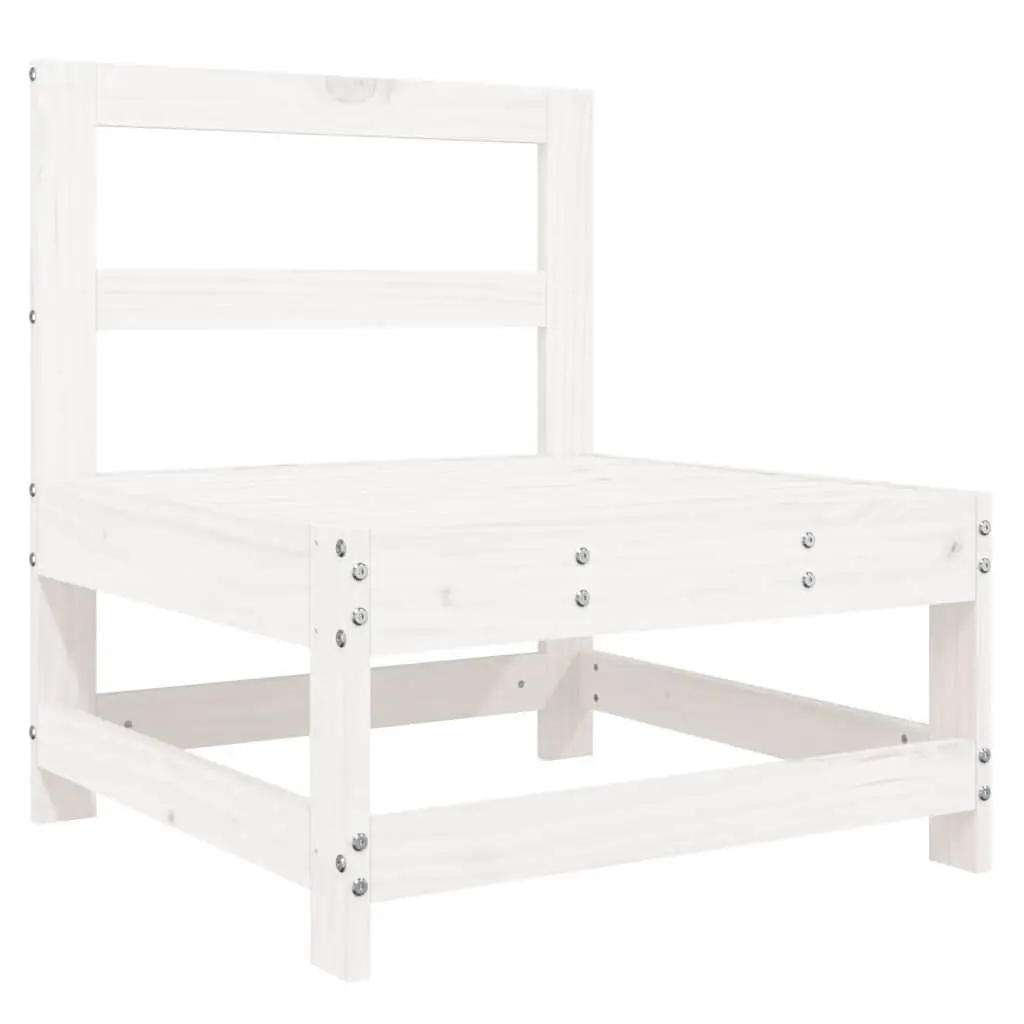 Middle Sectional Sofa Unit Cushions White Solid Pine Wood Garden Patio