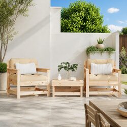 Garden Chairs with Cushions 2 pcs Outdoor Seating Patio Furniture Wooden Design