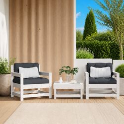 Comfortable White Wooden Outdoor Chairs with Cushions