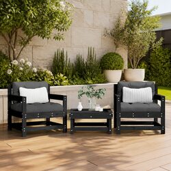 Cozy Black Wooden Garden Chairs with Soft Cushions