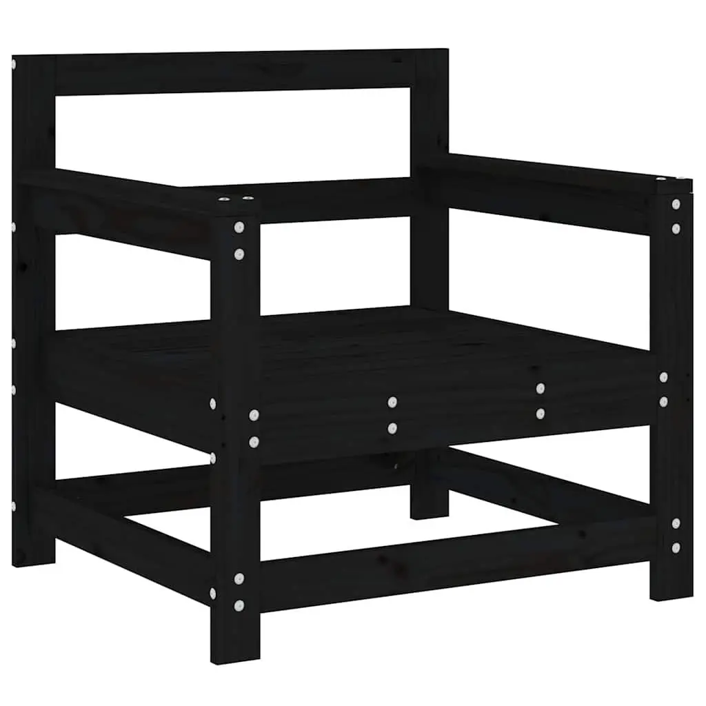 Wooden Garden Chairs with Cushions 2 Pcs Black Patio Seating Set