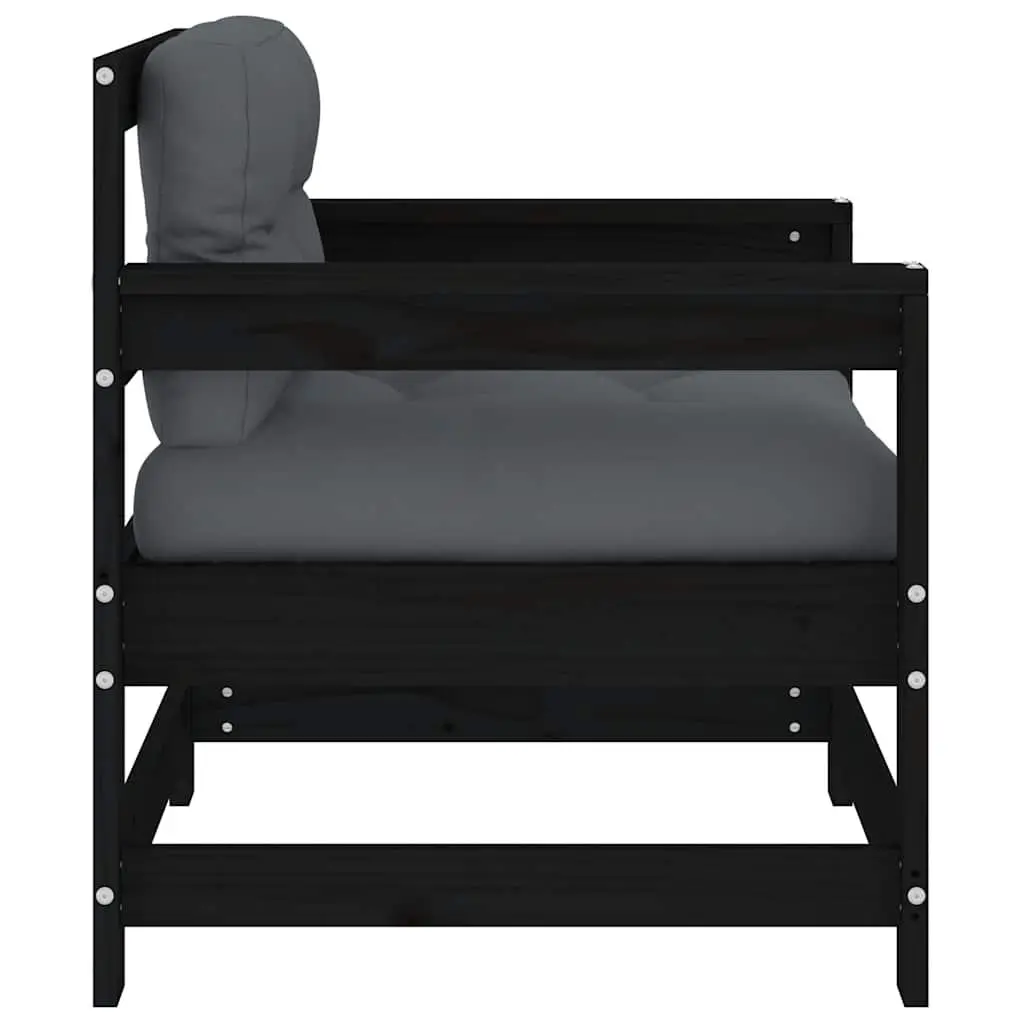 Wooden Garden Chairs with Cushions 2 Pcs Black Patio Seating Set