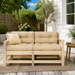 Practical Solid Pine Chair with Cushions for Outdoor Use