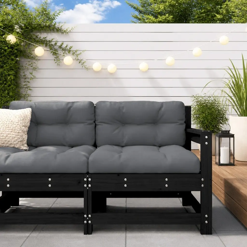 Black Slatted Garden Chair with Padded Cushions