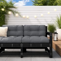 Comfortable Black Slatted Garden Chair with Padded Cushions