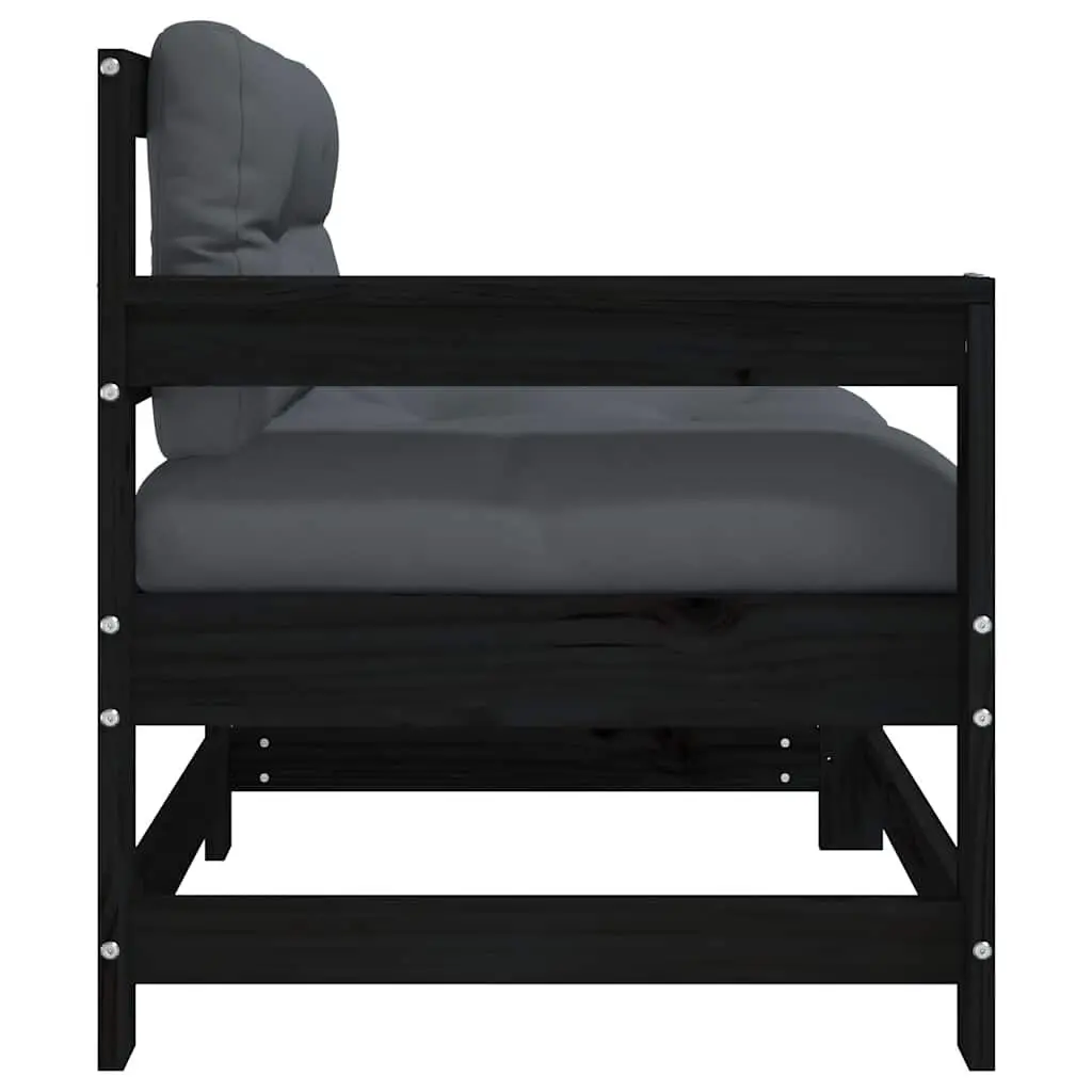 Black Slatted Garden Chair with Padded Cushions