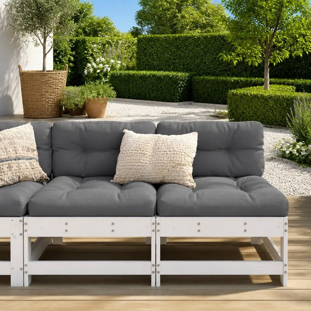 Outdoor Middle Sectional Sofas in White Wood