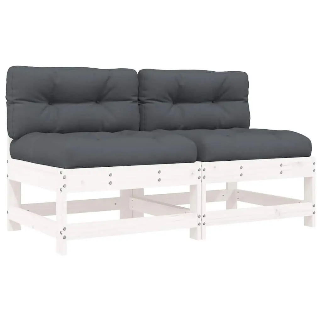 Outdoor Middle Sectional Sofas in White Wood