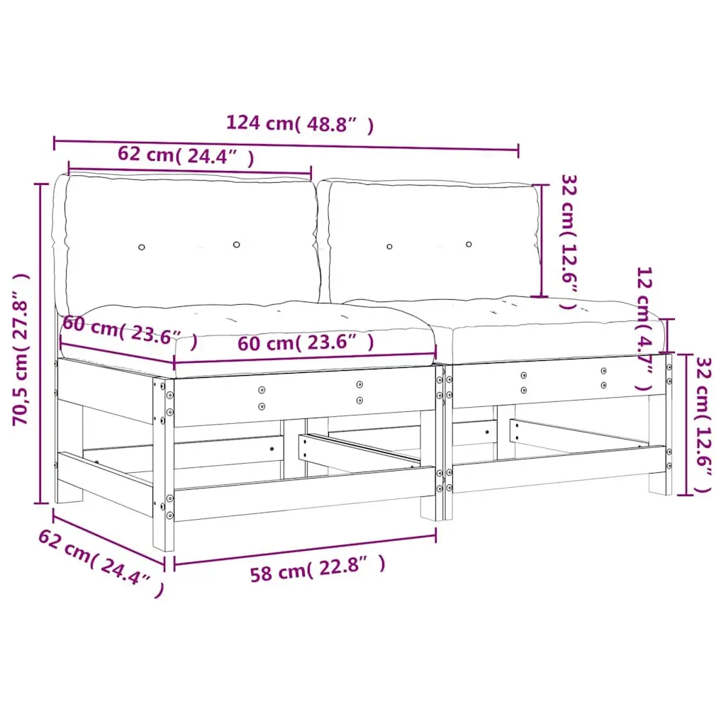 Outdoor Middle Sectional Sofas in White Wood