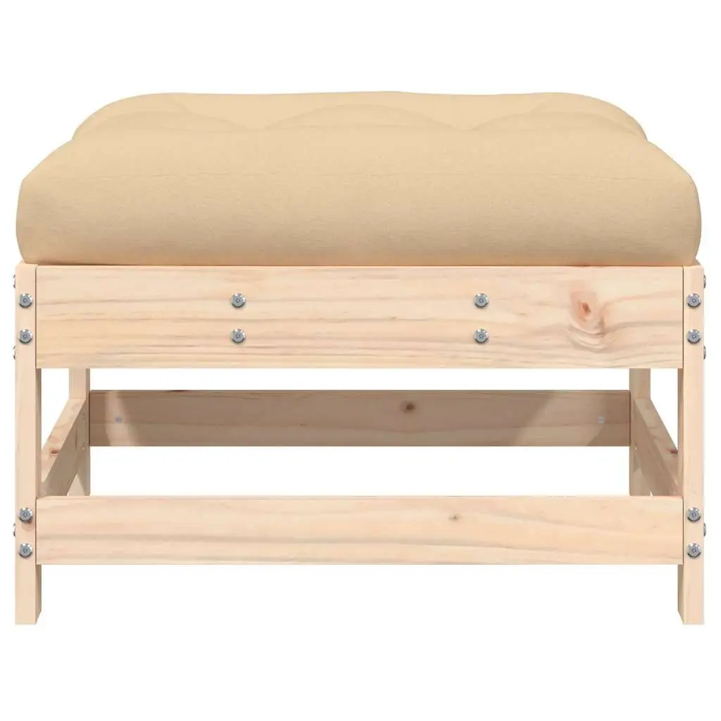 Wooden Garden Footstools Outdoor Seating 2pcs Brown with Cushions
