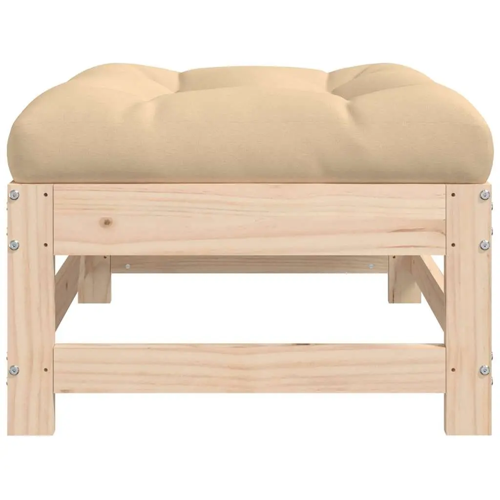 Wooden Garden Footstools Outdoor Seating 2pcs Brown with Cushions