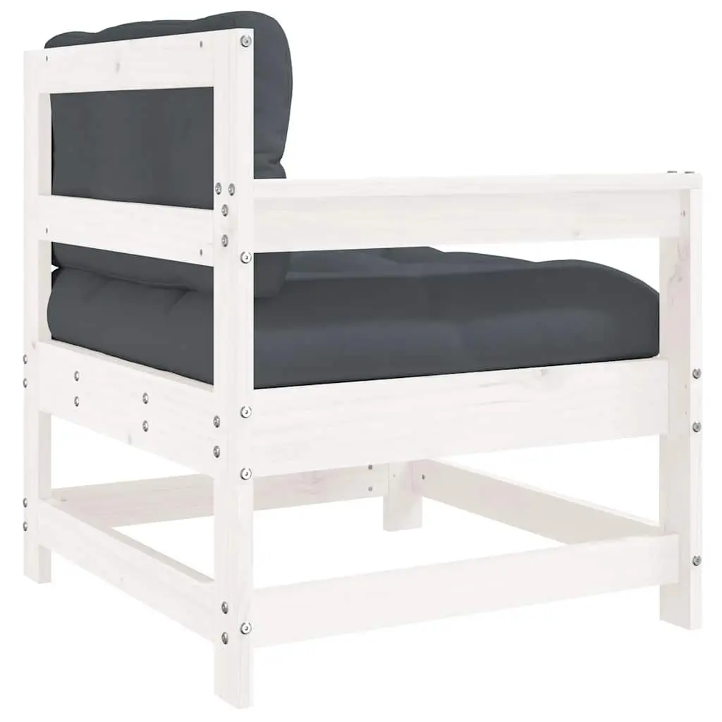 Garden Chairs Set of 2 Outdoor Seating White Wood with Cushions