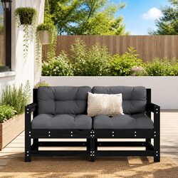 Comfortable and Durable Black Wooden Garden Chairs Set