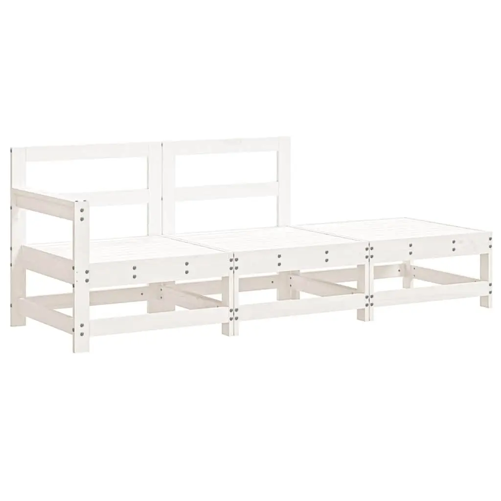 3 Piece Garden Lounge Set Outdoor Seating White Wood