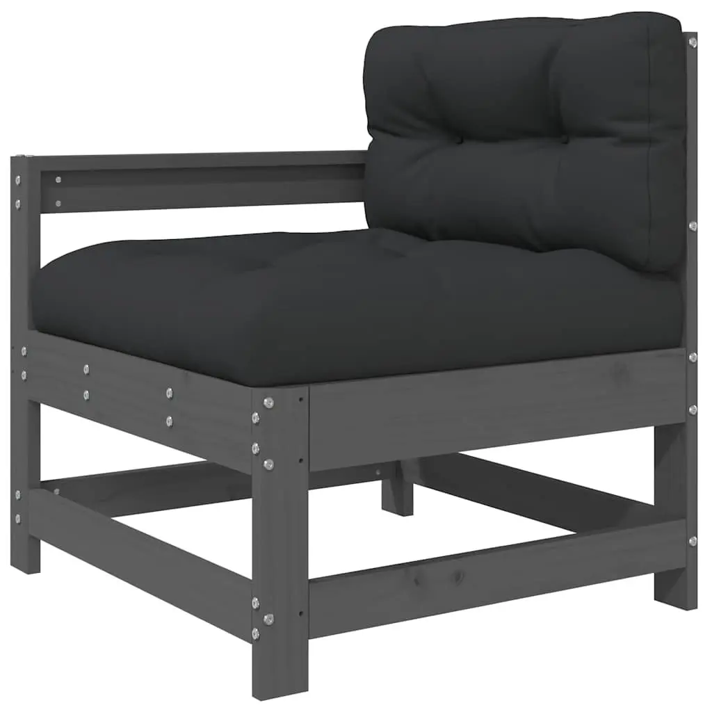 3 Piece Garden Lounge Set Outdoor Sofa Cushions Grey Wood