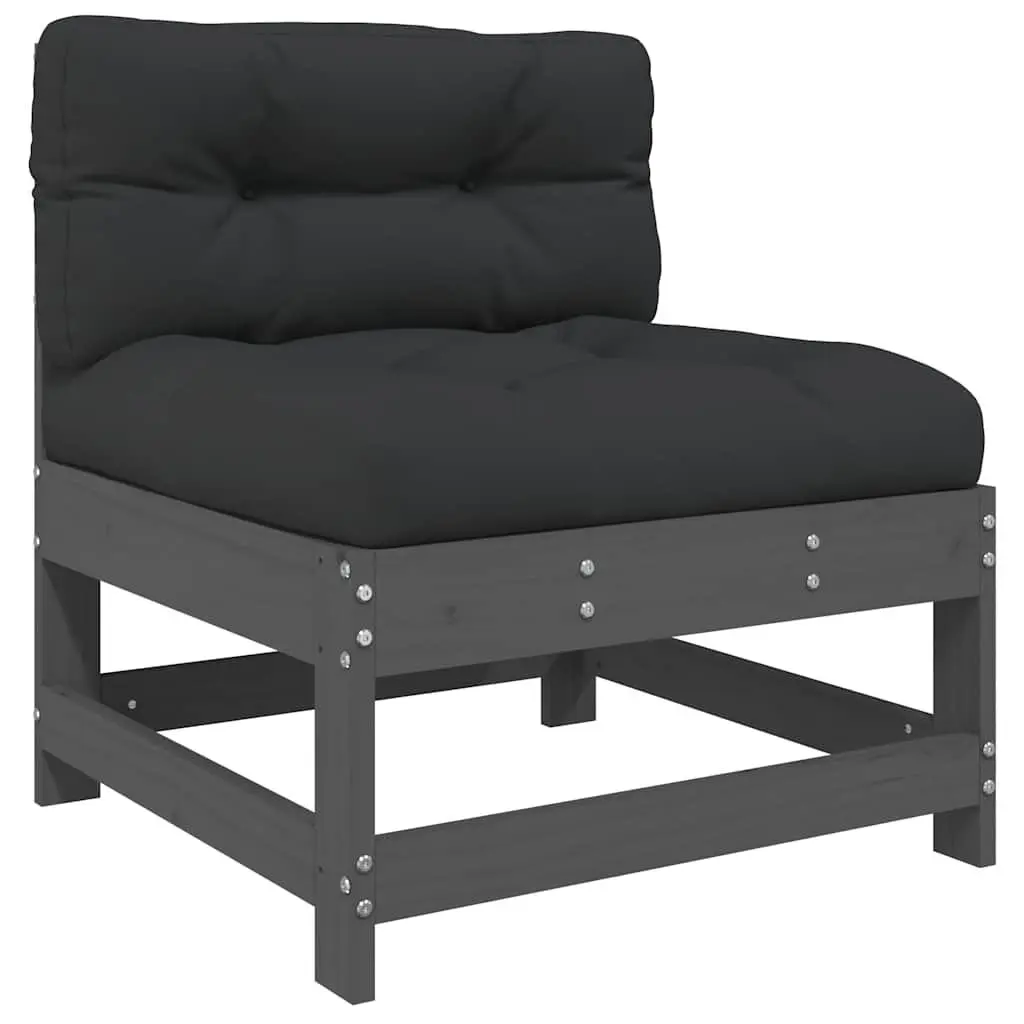 3 Piece Garden Lounge Set Outdoor Sofa Cushions Grey Wood