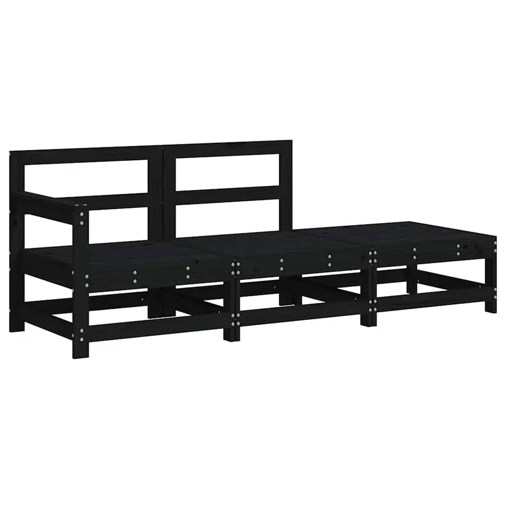 Outdoor Lounge Set Garden Sofa 3 Piece Black Cushions