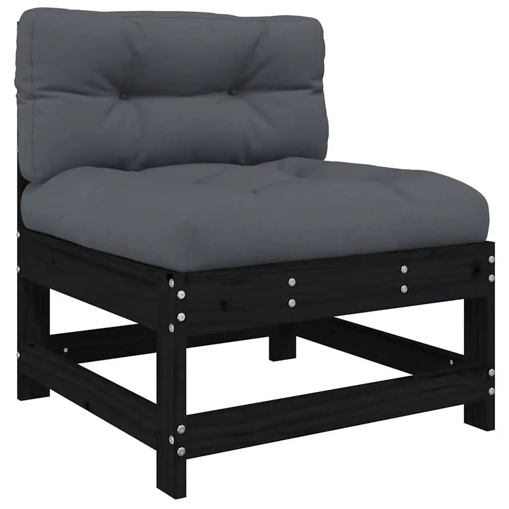 Outdoor Lounge Set Garden Sofa 3 Piece Black Cushions