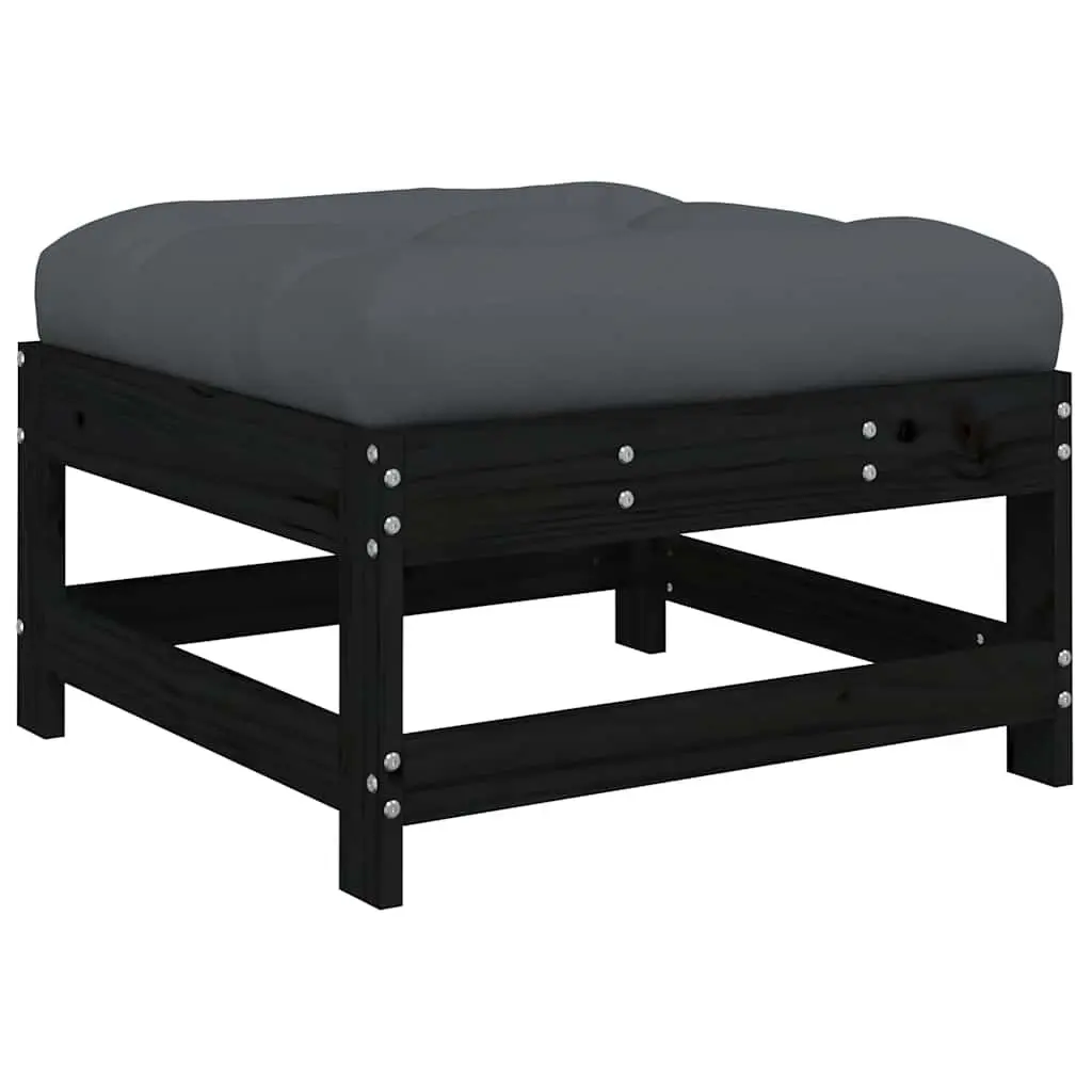 Outdoor Lounge Set Garden Sofa 3 Piece Black Cushions