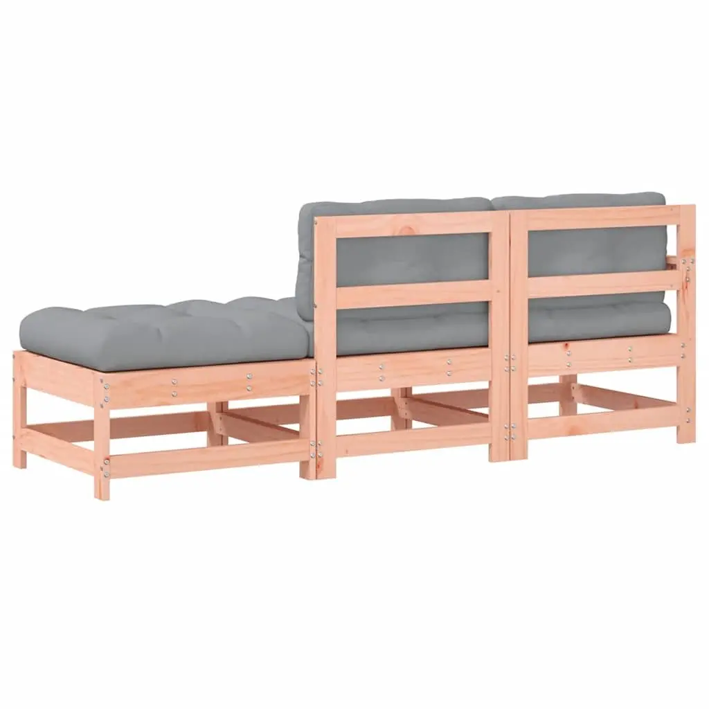 Wooden Garden Lounge Set 3 Piece Outdoor Sectional Sofa with Cushions Patio