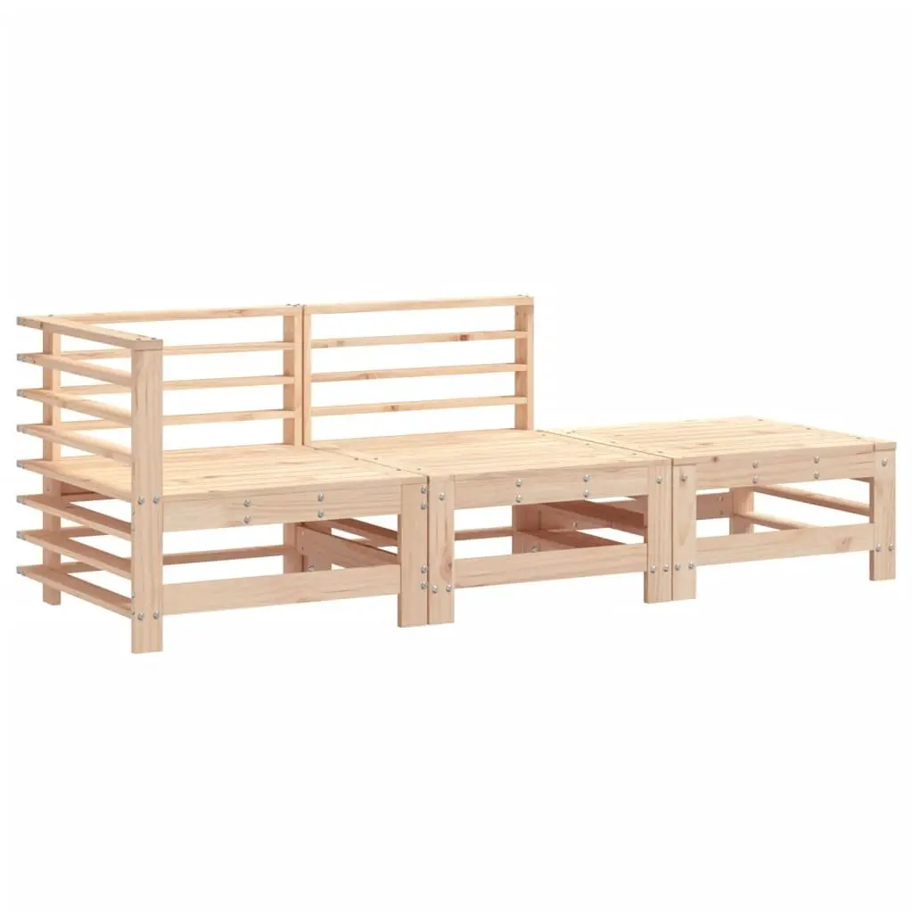 3 Piece Outdoor Sectional Sofa Lounge Set Solid Pine Wood Brown