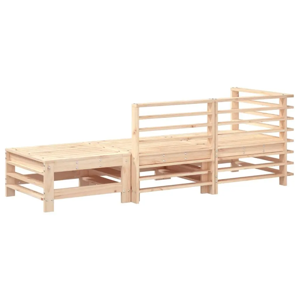 3 Piece Outdoor Sectional Sofa Lounge Set Solid Pine Wood Brown