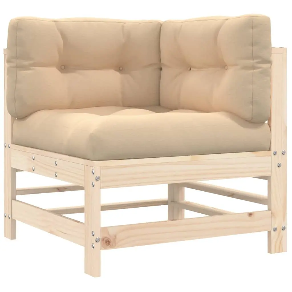 Outdoor Sectional Corner Sofa with Cushions Solid Wood Pine Brown