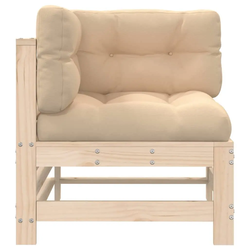 Outdoor Sectional Corner Sofa with Cushions Solid Wood Pine Brown