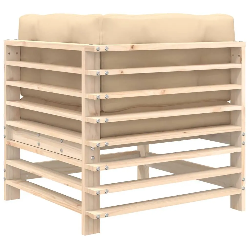 Outdoor Sectional Corner Sofa with Cushions Solid Wood Pine Brown