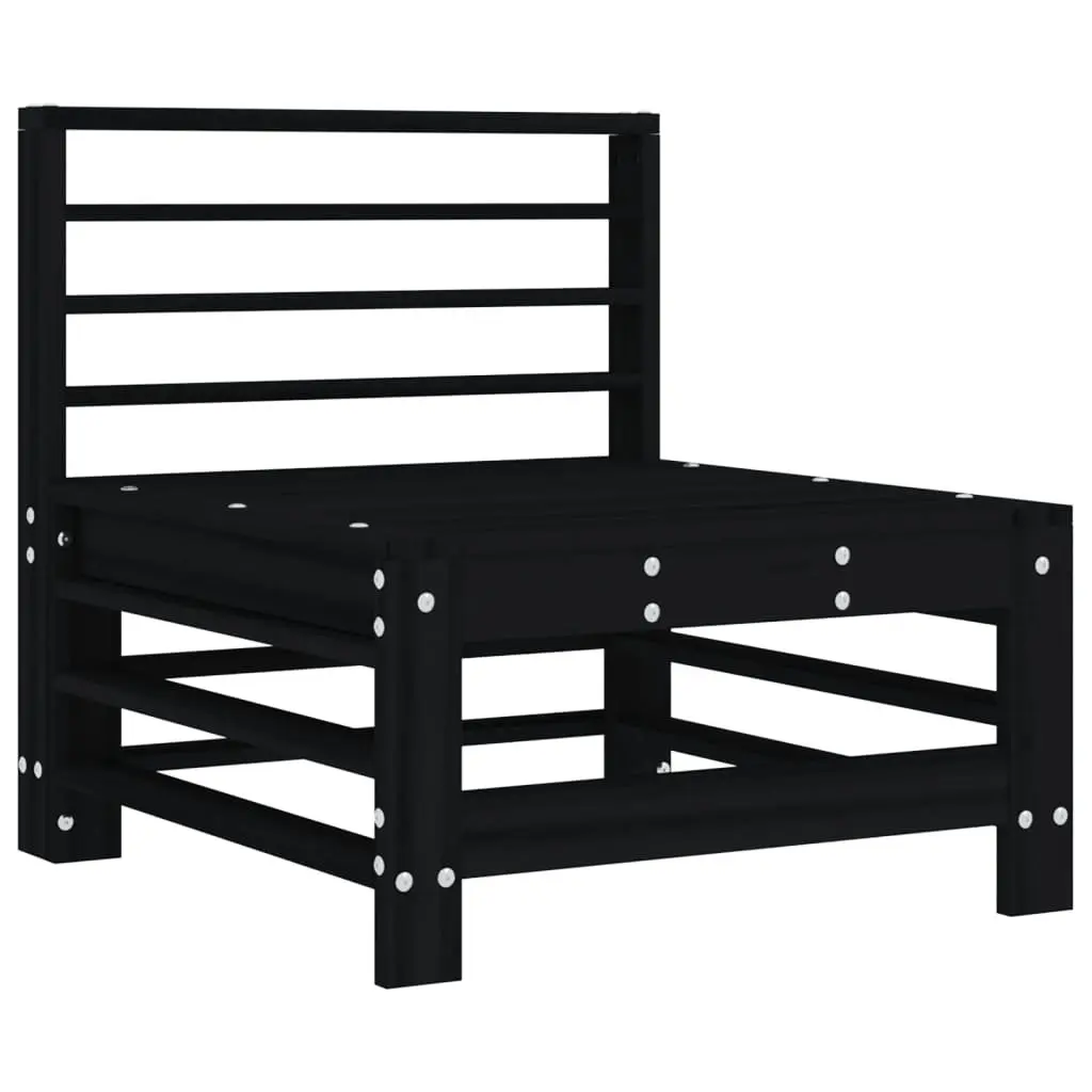 Middle Sofa Section Black Solid Pine Wood Outdoor Cushioned Modular Sectional