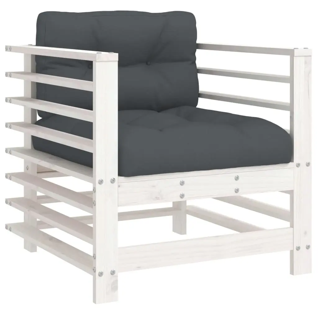Garden Chairs 2 pcs Outdoor Seating White Solid Wood with Cushions