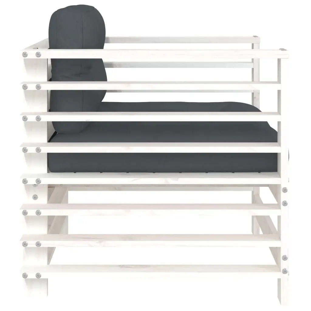 Garden Chairs 2 pcs Outdoor Seating White Solid Wood with Cushions