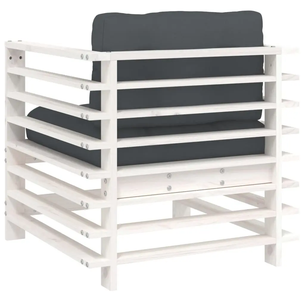Garden Chairs 2 pcs Outdoor Seating White Solid Wood with Cushions