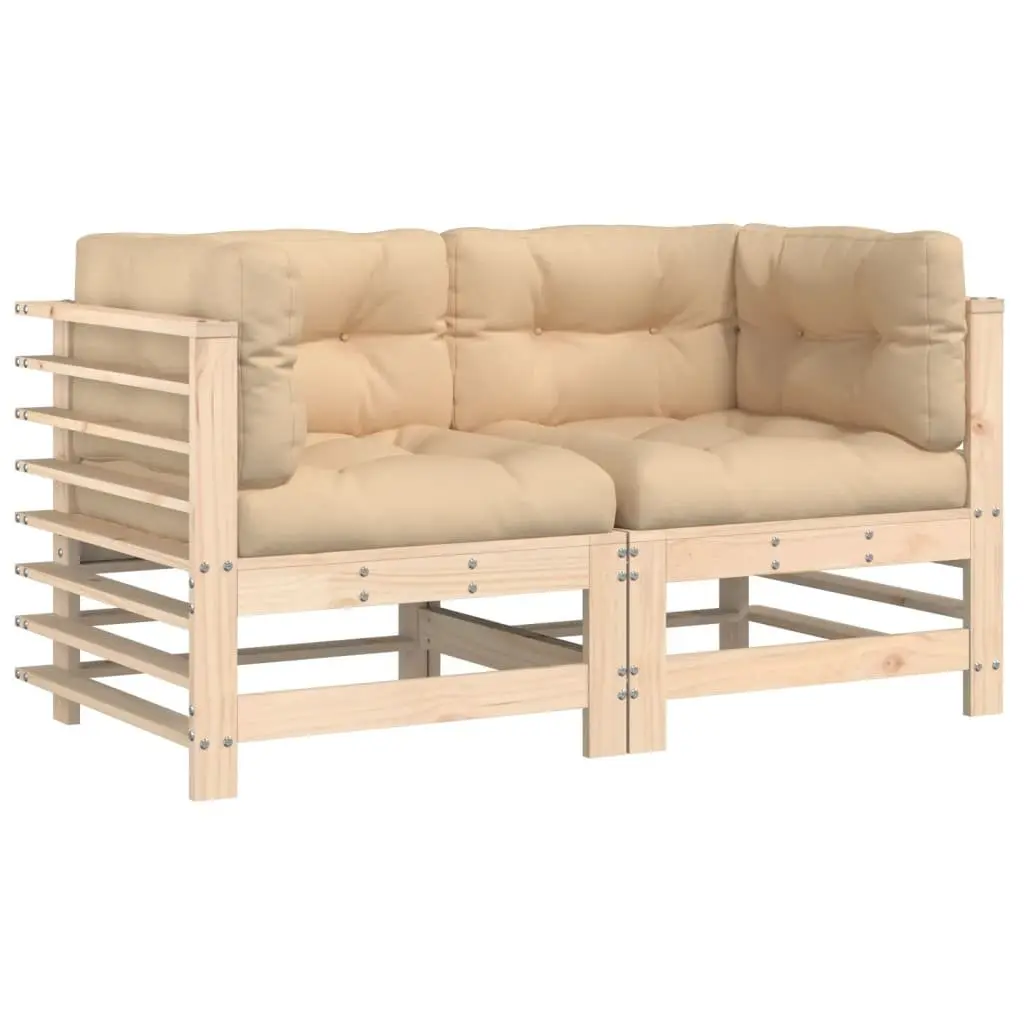 Outdoor Corner Sofas Set 2 pcs Garden Patio Seating Sectional Brown
