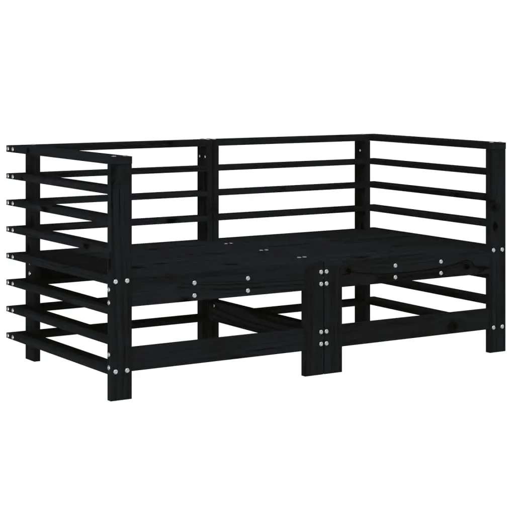 Corner Sectional Outdoor Sofa 2 pcs Black Cushions Garden Patio Seating