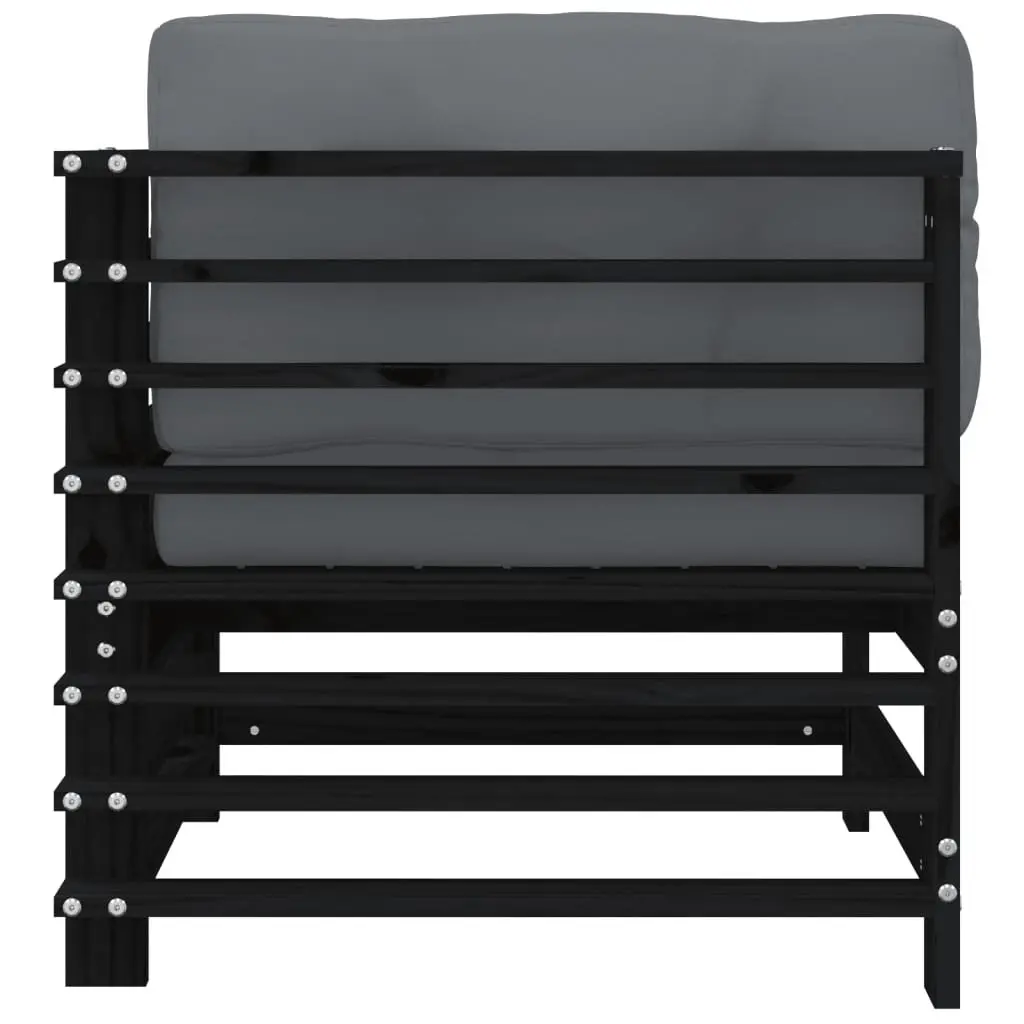 Corner Sectional Outdoor Sofa 2 pcs Black Cushions Garden Patio Seating