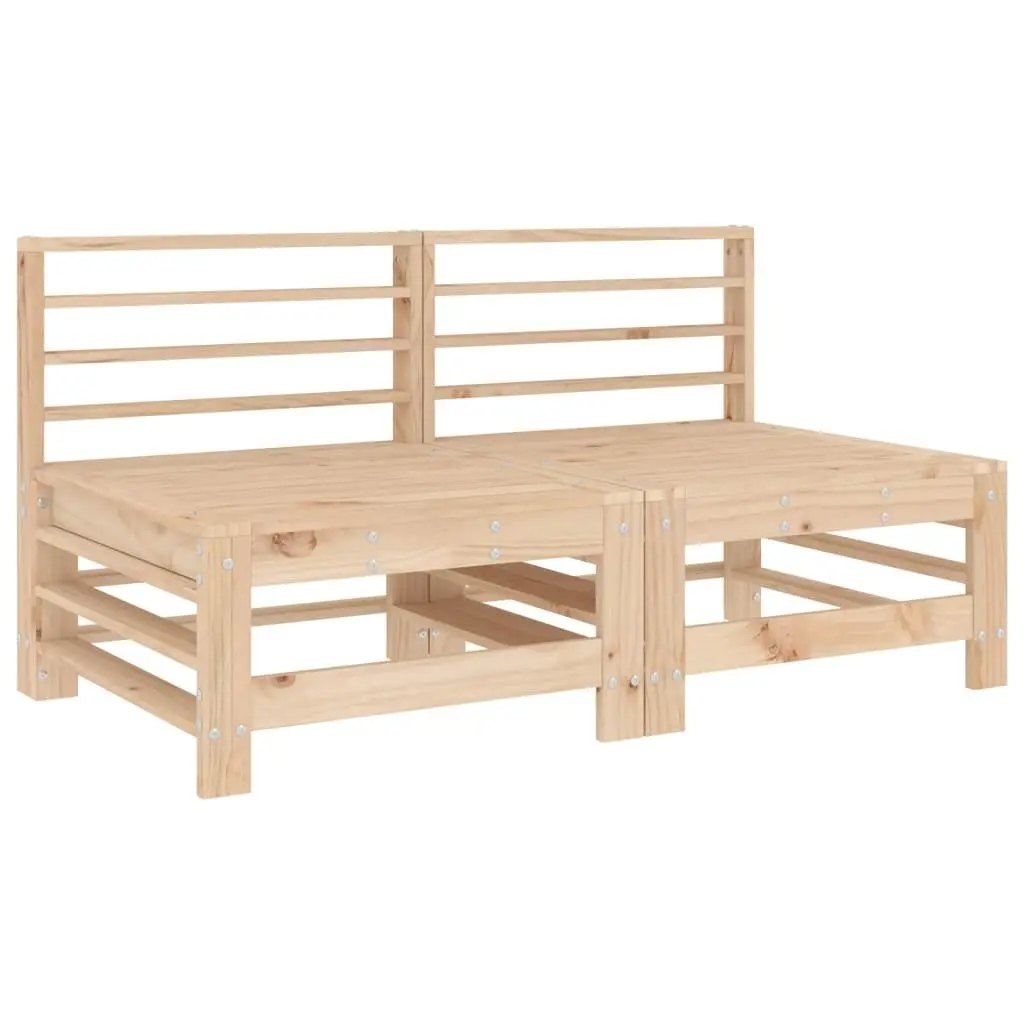 Outdoor Sectional Sofas 2 pcs Solid Wood Pine with Cushions Garden Patio Brown