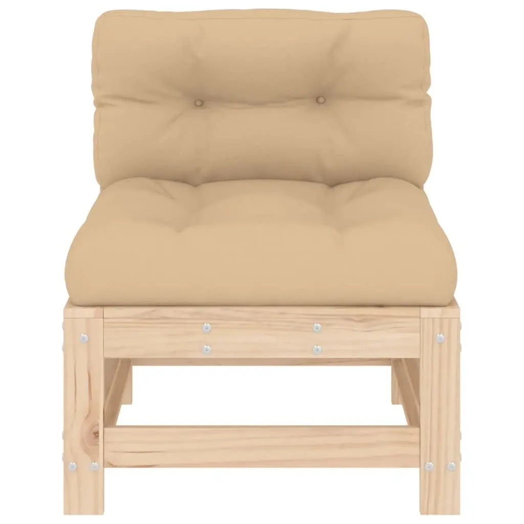 Outdoor Sectional Sofas 2 pcs Solid Wood Pine with Cushions Garden Patio Brown