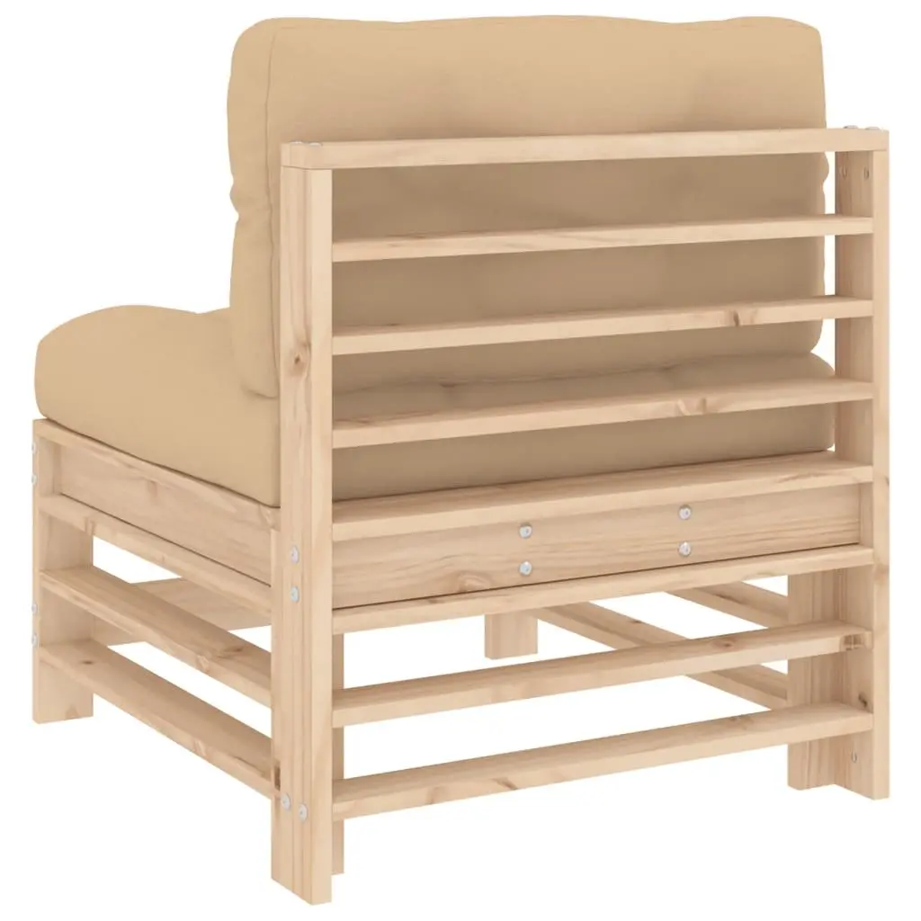 Outdoor Sectional Sofas 2 pcs Solid Wood Pine with Cushions Garden Patio Brown