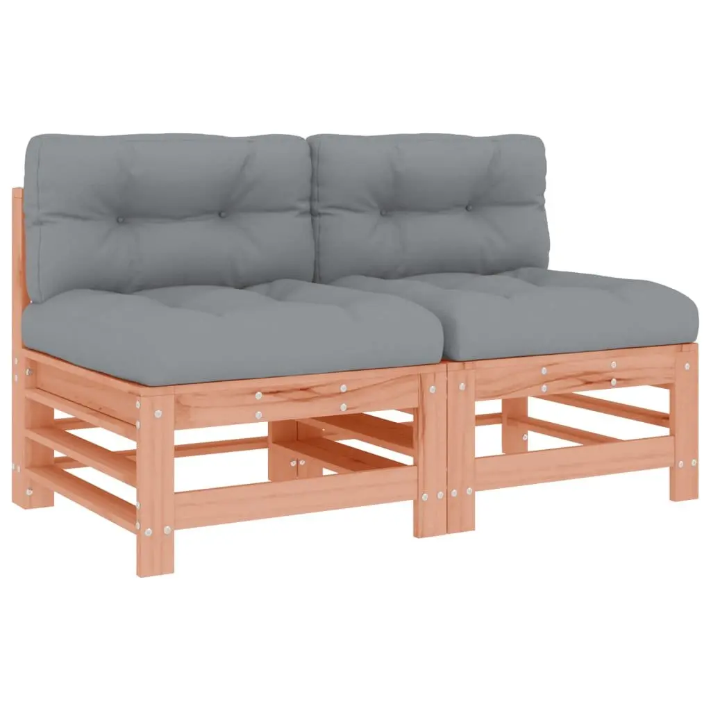 Outdoor Sectional Sofa Middle Units 2 pcs Brown Wood Garden Patio Seating