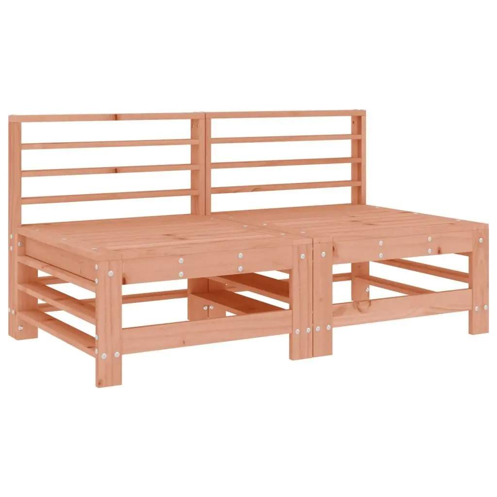 Outdoor Sectional Sofa Middle Units 2 pcs Brown Wood Garden Patio Seating
