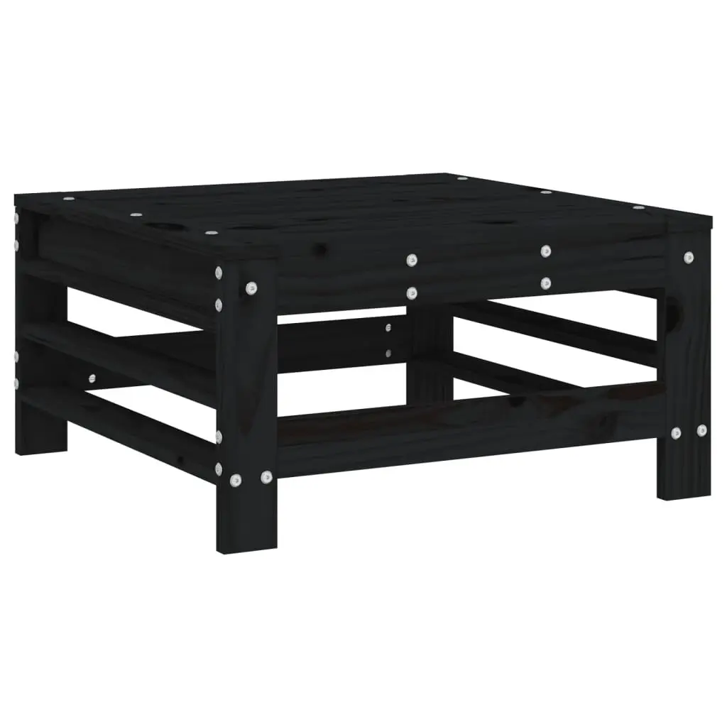 Outdoor Footstools with Cushions Solid Wood Patio Garden Seating 2 Pieces Black