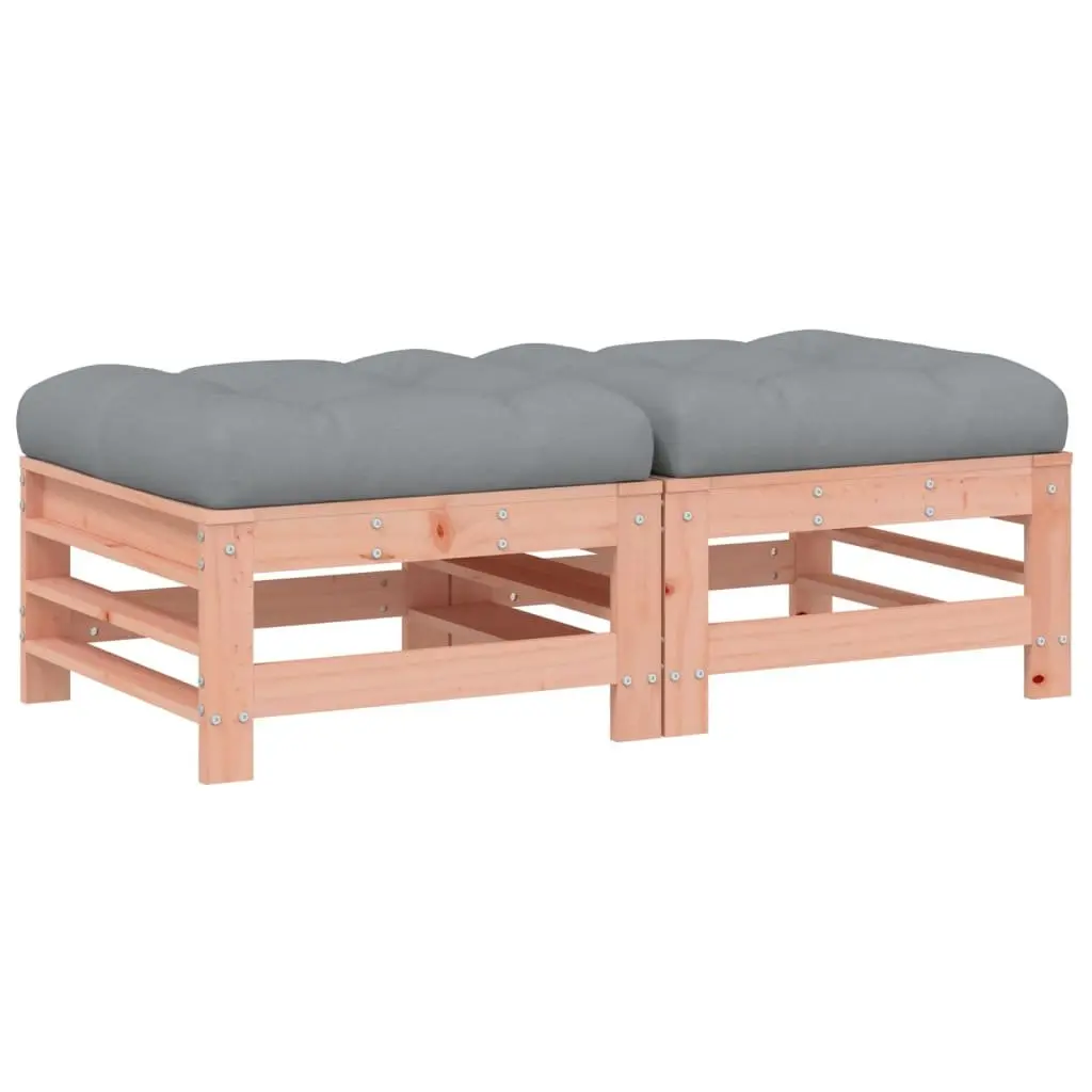 Garden Footstools 2pcs Outdoor Seating Cushions Brown